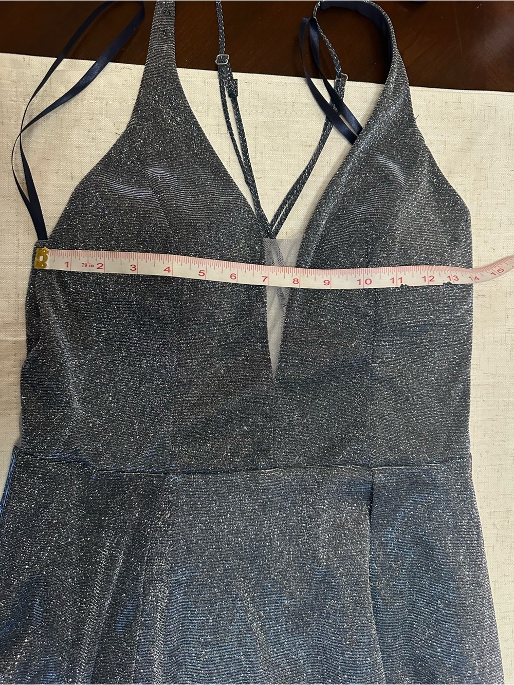 My Michelle Sparkling Navy Plunge Midi Dress - Picture 8 of 12